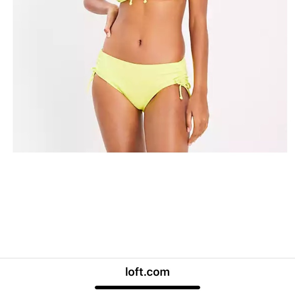 NWT LOFT beach shirred side tie Yellow Bikini bottom medium